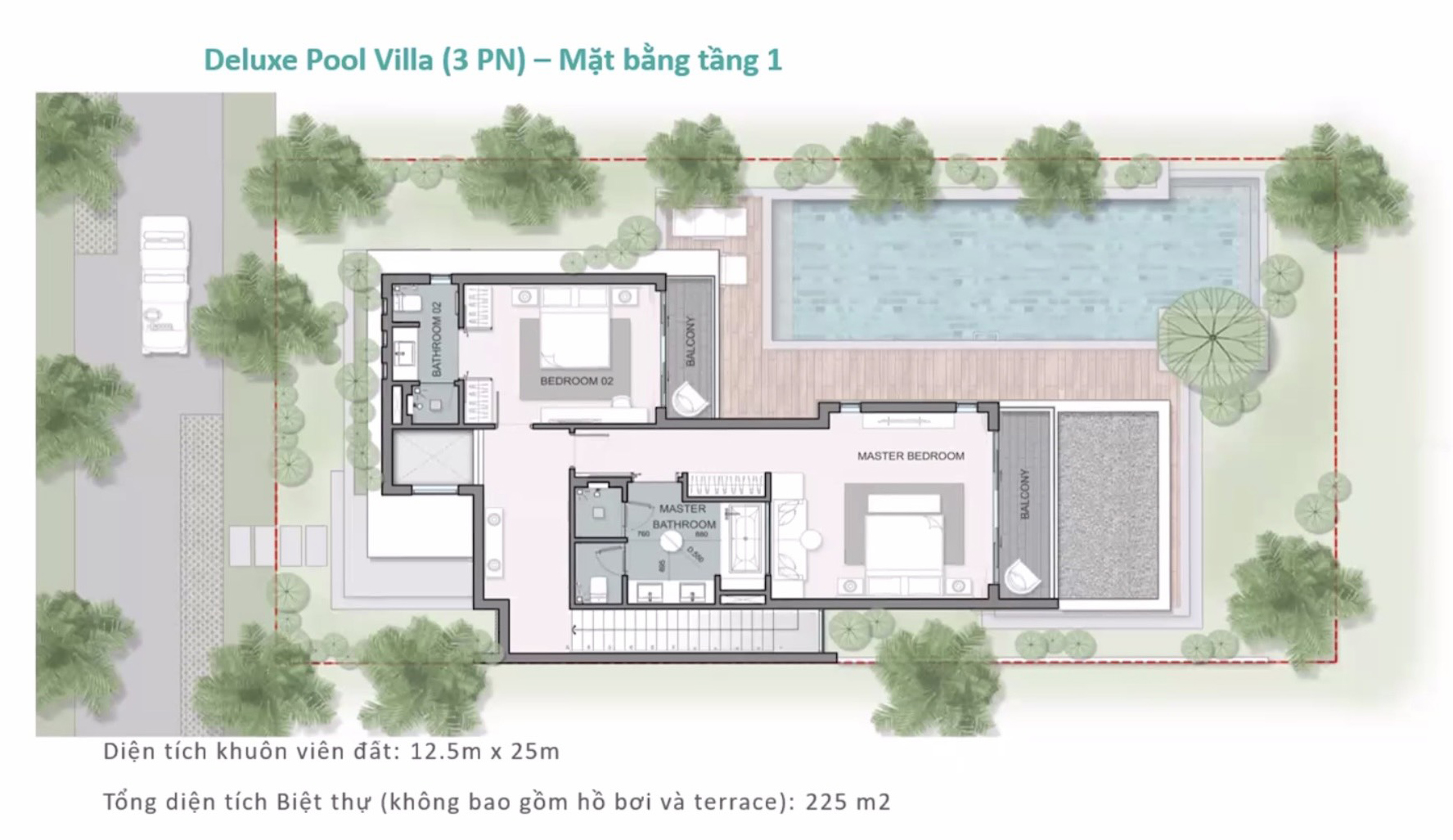 deluxe pool villa 3PN - mat bang tang 1 